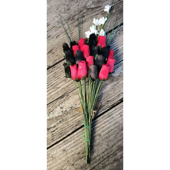 2 Dozen Black and Red Wooden Rose Flower Bouquet. The Original Wooden Rose - Picture 6 of 8